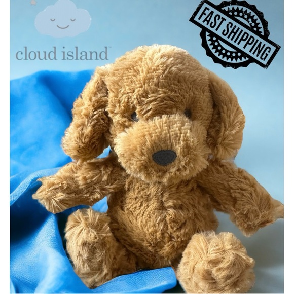 Cloud Island 9” Brown Golden Doodle Puppy Swirled Fur Plush Rattle FREE SHIPPING - Picture 2 of 7